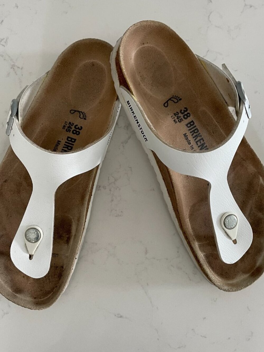Birkenstock Gizeh 245 Soft Footbed RFit Vegan Leather Thong Style Sandals Wht 38 - Picture 4 of 9